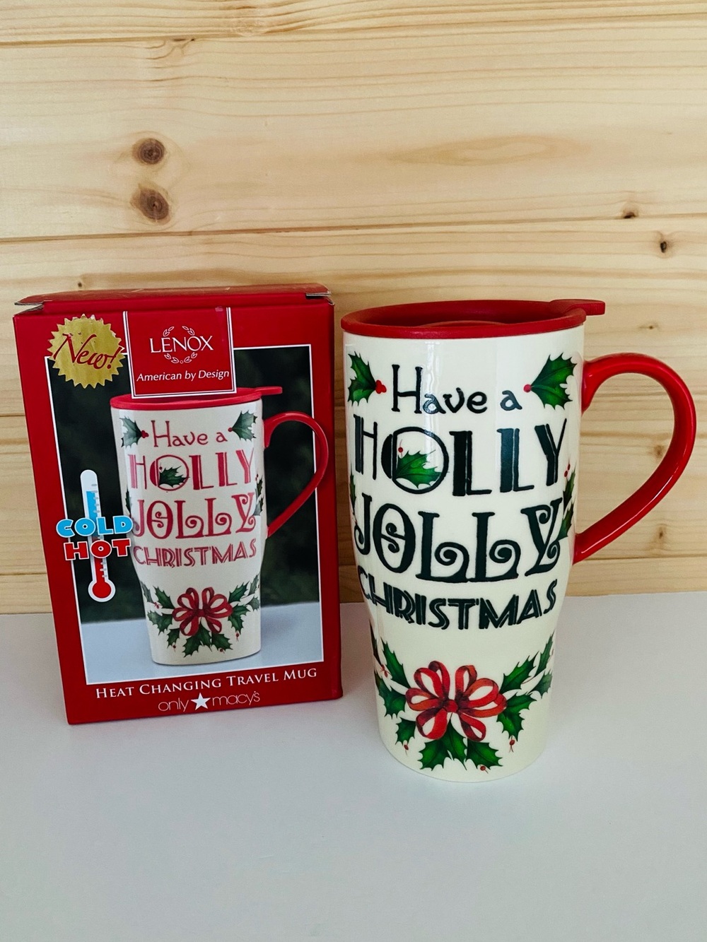 Lenox Heat Changing 20 oz Travel Holiday Mug NEW Ceramic Coffee Cup Color Change